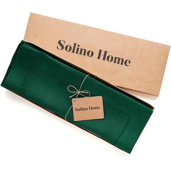 COPY - Set of 4 European flax linen Hemstitch placemats 14x19 rainforest green - Picture 3 of 5